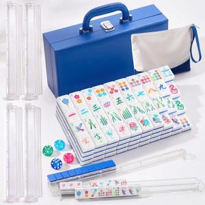 American Mahjong Set,168 Numbered Acrylic Tiles, Blue, Standard, Standard Size
