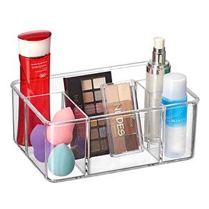 Amazing Abby - Glamour - Acrylic 5-Compartment Makeup Organizer (1-Pack), Transparent Plastic Beauty Supply Holder, Perfect Bathroom Vanity Storage for Makeup Palettes, Makeup Brushes, and More