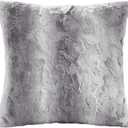 Madison Park Zuri Faux Fur Ombre Stripe Ultra Soft Luxury Decorative Throw Pillows, For Couch Bed With Insert, 20" x 20", Grey (1 Count (Pack of 1))