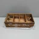 Coffee Station Organizer with Small Removable Dividers, Wooden Coffee Bar Accessories Storage For Countertop, Farmhouse Kcup Coffee Pod Holder Basket With Handle For Coffee Lover