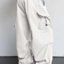JMIERR Men's Baggy Cargo Pants Trendy Casual Parachute Pant Loose Fit Harem Joggers with Pockets for Streetwear (White), size 32