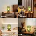 Cordless Table Lamp for Bedroom, 7500mAh Rechargeable Battery Operated Lamp, Modern Touch Dimmable Wireless Lamp Gold Base Green Glass Shade for Living Room, Desk, Led Bulb Included