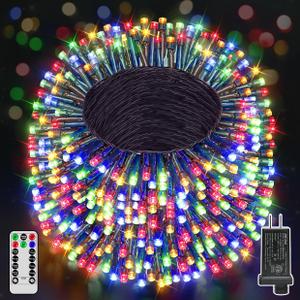 394FT 1200 LED Christmas Lights Outdoor, Christmas Tree Lights Plug in, 8 Modes Twinkle String Lights for Bedroom Wedding Party Holiday Xmas Home Decorations Multicolored