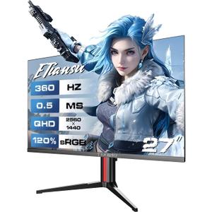 27" 360Hz QHD Fast IPS Gaming Monitor,0.5ms FreeSync+G-Sync,HDR400,VESA