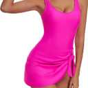 Century Star Swimsuit Dress for Women - One Piece Swim Dress with Skirt Tummy Control Swim Dresses Bathing Suit Swimwear (Pink, XXL)