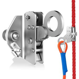 Self-Locking Rope Grab Ascender, Alloy Steel, Suitable for Heavy Industry/Roofing/Construction/Fall Protection/Tree Trimming/Lifeline, Compliant with OSHA/ANSI Standards (Silver 16-18mm)