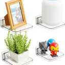 Yieach 5 Inch Mini Shelf for Wall,4 Pack No Drilling Small Adhesive Shelf,Plant Shelves Indoor,Small Acrylic Floating Shelves for Wall and Display Ledges Picture,Funko,Anime Figure,Figurine,Clear