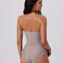 SUUKSESS Women One Piece Tummy Control Swimsuit Strapless Bandeau Bathing Suit (Size S)