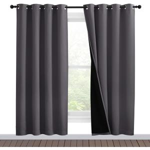 NICETOWN Grey Full Shade Curtain Panels, Pair of Energy Smart & Noise Blocking Out Blackout Drapes for Dining Room Window, Thermal Insulated Guest Room Lined Window Dressing(Gray, 55 x 78 inch)