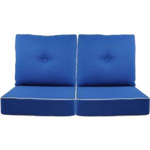 Deep Seat Pillow and High Back Chair Cushions Outdoor Water Repellent Replacement Patio Seating Cushions Set of 2, Navy Blue