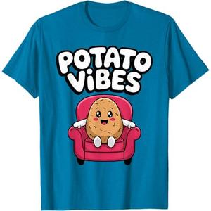 Potatoes I Love Potatoes Funny Potato Lover Potato Vibes T-Shirt (XXL, Sapphire Blue)