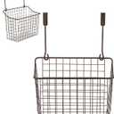 Spectrum Hanging Baskets for Organizing (Large, Bronze) - Grid Over the Cabinet Wire Basket for Kitchen or Bathroom - Door Hanging Storage Organizer for Cleaning Supplies, Washcloths, & Hand Towels