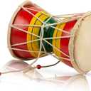 Handmade Wooden & Leather Classical Indian Folk Dumroo Damroo Damaru Hand Drum Set Percussion Decorative Collectible Showpiece World Musical Instruments (Multi)