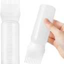 Pimoys Root Comb Applicator Bottle 6 Ounce, Oil Applicator for Hair Dye, Hair Oiling Bottle Brush with Graduated Scale, White