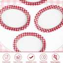 50Pcs Gingham Oval Paper Plates 10" x 12" Large Disposable Heavy Duty Red and White Buffalo Checked Plaid Dessert Platter Sturdy Plate for Summer Pizza BBQ Picnic Crawfish Boil Birthday Party Supplies