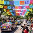 50 Pcs/32 ft Large Mexican Graduation Party Decorations 16x12" Papel Picado Banner Class of 2026 Big Graduation Cleito Lindo Decorations Mexico Fiesta Banners Colorful Congrats Grads Garlands