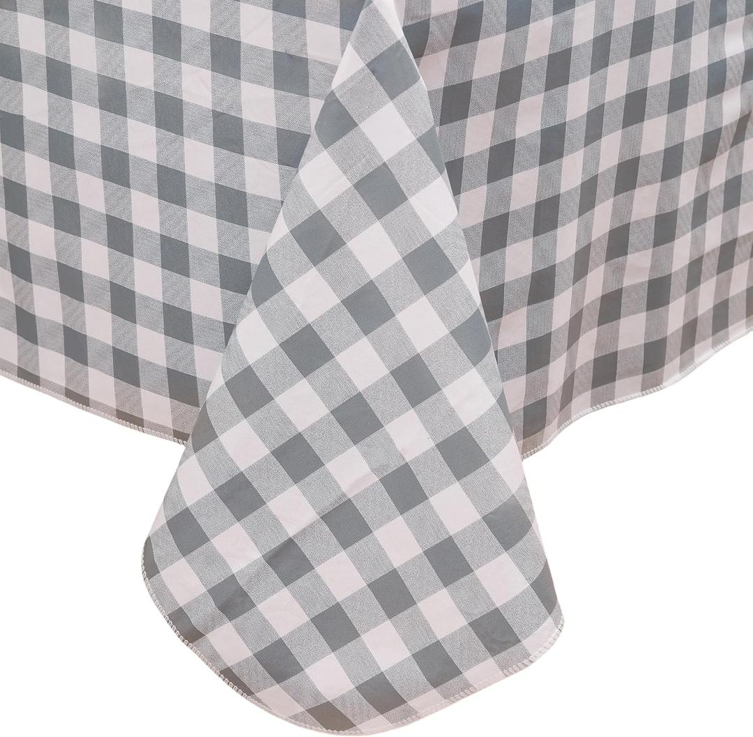 Heavy Duty Vinyl Tablecloth with Flannel Backing Waterproof Oil-Proof Plastic Table Cloth Stain-Resistant Wipeable Rectangle or Square Table Cover for Indoor and Outdoor (Grey Checkered, 60x84 Inch)