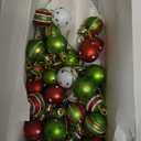 Syhood 36 Pcs 1'' Lime Green Mini Christmas Ball Ornaments Red and Green Christmas Ornaments Plastic Shatterproof Glitter Ball Hanging Decorations for Xmas Tree Wreath Garland Home Indoor Party Decor