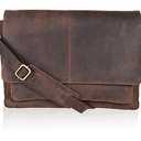 Oak Leathers Leather Messenger Bag for Men and Women - Laptop Briefcase Bag For College, Office, Adjustable Shoulder Strap (Wood)