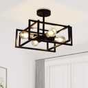 Black Ceiling Light Fixtures - 4-Light Industrial Farmhouse Flush Mount Ceiling Lighting,Vintage Metal Chandelier Ceiling Lamp for Kitchen Living Room Bedroom Hallway Laundry Entryway