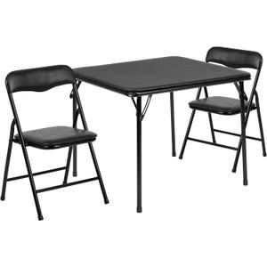 Flash Furniture Mindy Kids 3-Piece Folding Table and Chairs Set for Daycare and Classrooms, Children's Activity Table and Chairs Set, Black