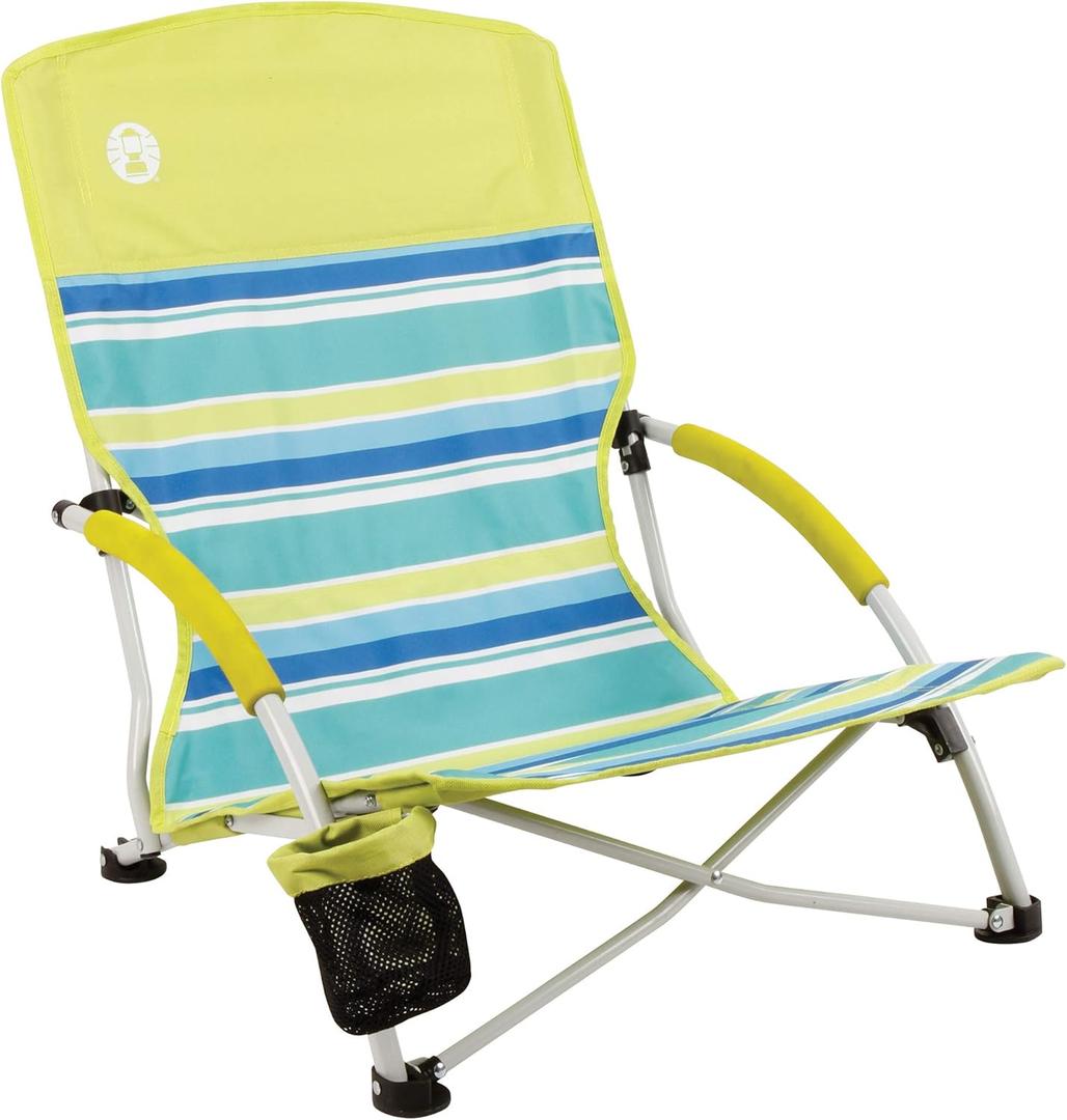 Coleman Utopia Breeze Lightweight Beach Chair with Cup Holder, Comfortable Portable Outdoor Chair with Carry Bag, Supports up to 250lbs, Great for Beach & Yard