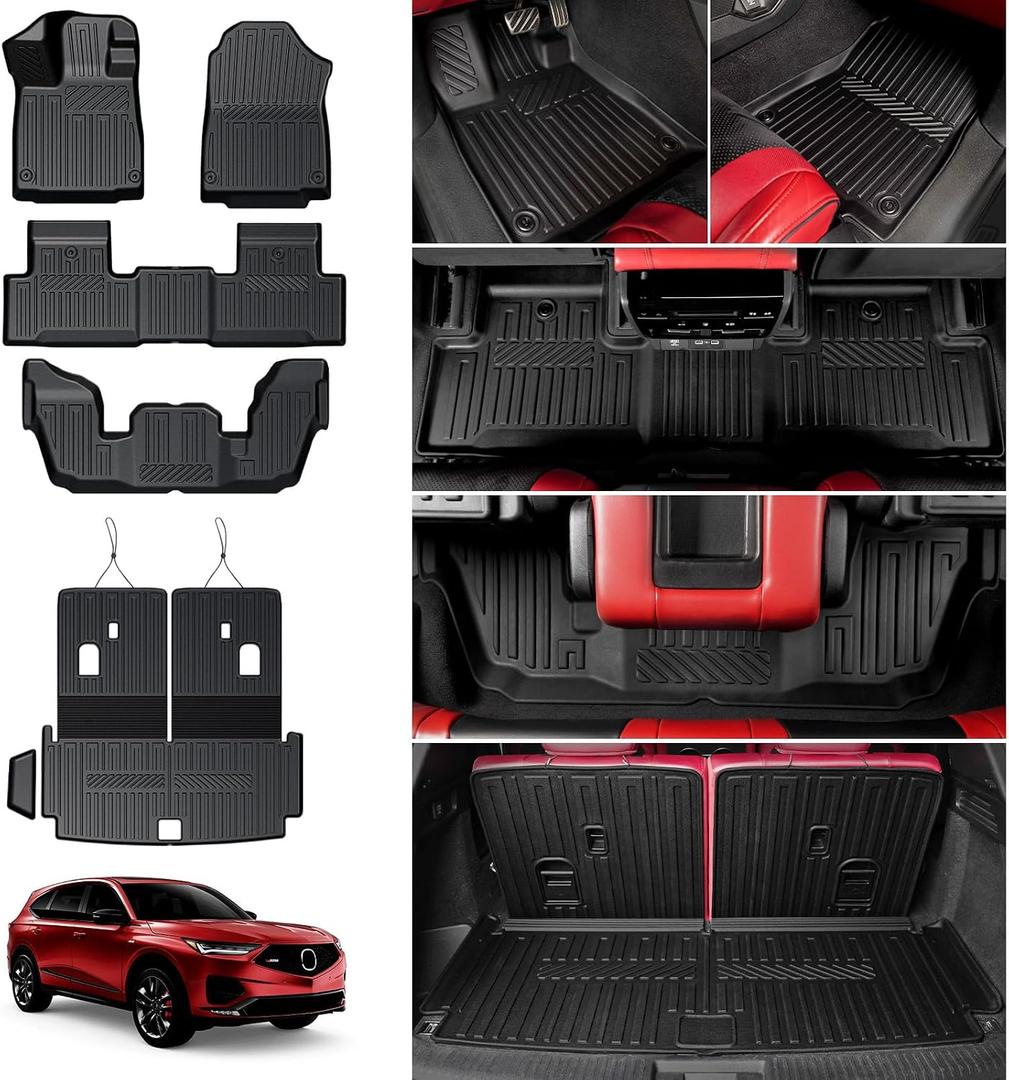 Floor Mats for 2022-2026 Acura MDX, All Weather TPE Cargo Mat with Seat Back Cover Door Sill Protectors for Acura MDX Accessories