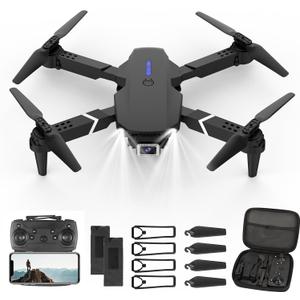 Mini Drone With 4K Cameras,Drones One Key Take Off/Landing, Waypoint Fly,Gesture Selfie,Headless Mode,3 Speeds Modes,2 Batteries,Remote Control Foldable RC Quadcopter Toys Gifts for Boys Girls. (Black)