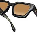 VISOONE Fashion 100% UV400 Protection Rectangle TR90 Y2K Sunglasses Accessories for Women Men RIVER (Black/Gradient Brown)