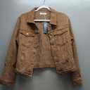 luvamia Jean Jacket Women Trendy Texture Distressed Button Down Long Sleeves Casual Trucker Denim Jackets with Pockets (Medium, Pecan Brown)