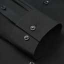 Alimens & Gentle Mens Dress Shirts Stretch Long Sleeve Formal Business Wedding Button Down Shirt Wrinkle Free (Black, L)