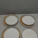 Herogo 6 Pieces Stoneware Dinnerware Set for 4, Ceramic Dinner Dishware Sets for Home Kitchen, Plates and Bowls with Rustic Terracotta Bottom, Dishwasher & Microwave Safe, Icy White