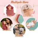 Preboun 4 Pcs Muslin Hooded Baby Towels,32"x 32" Cotton Newborn Bath Towel Muslin Infant Baby Blankets Absorbent Unisex Newborn Registry Gift for Girls Boys(Warm Colors)