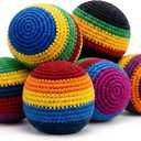 4-Pack Hacky Handmade Knitted Footbag - Colorful Crochet Sack Set, Premium Woven Kick Ball for Beginners and Experts, Professional Pellet Filled Juggling Ball Toy for All Ages