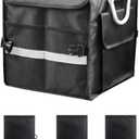 55L Car Trunk Organizer with Reflective Stripes.1680D Polyester Folding Car Organizer with Reinforced Handles, Folding and Multi-Compartment, Storage for SUV, Truck, Sedan (Black, 28L)