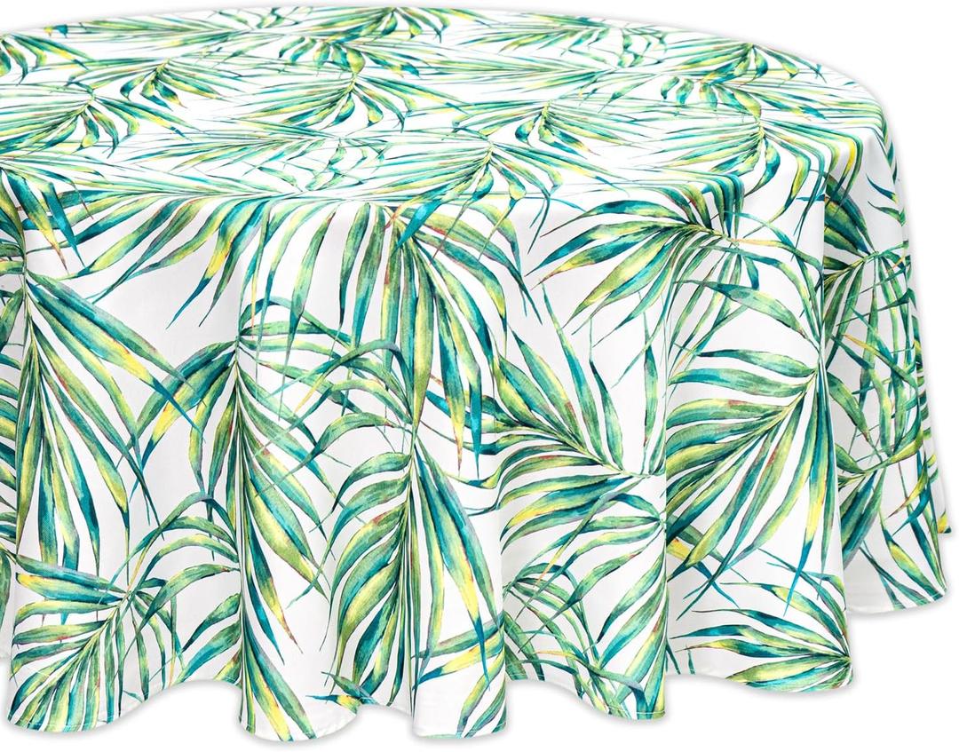 YiHomer Indoor Outdoor Tabletop for Spring Summer Decorations, Picnics and Dinner Parties - Stain and Water Resistant, Palm Leaves Dream, Tablecloth, 70" Round