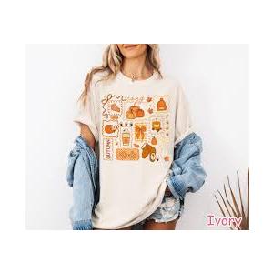 Women's Halloween T-Shirts Pumpkin Graphic Tees Autumn Fall Shirts Loose Casual Short Sleeve Tops (Apricot2, XL)