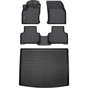 Binmotor-All Weather Floor Mats and Cargo Liner Set for Volkswagen Taos AWD 2025 2024 2023 2022(Not for FWD), Heavy Duty Car Floor Liners-Black for Taos Accessories