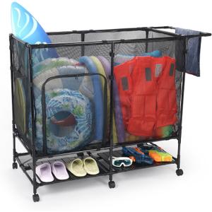 XL Pool Float Storage, Pool Storage, Pool Toy Storage
small tray table, iron, 360° Swivel Wheels, Zippered Door, storage Slippers, Swim Rings, for Indoor, Outdoor, garden (M)