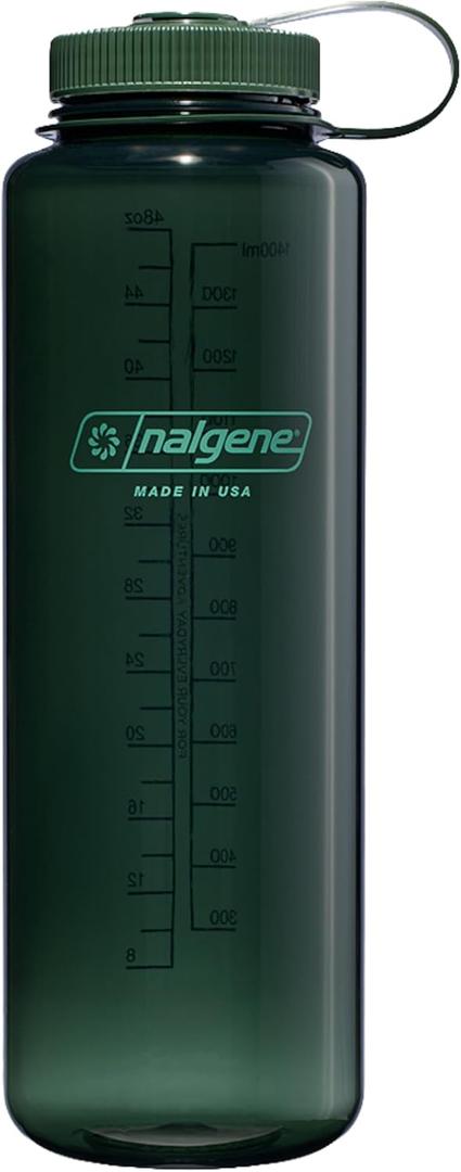 Nalgene 48 oz Wide Mouth Water Bottle | BPA-Free, Durable & Leak Proof, Large & Lightweight for Hiking, Gym & Sports, Jade