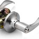 Berlin Modisch Entrance Lever Door Handle [Lock with Two Keys] for Office or Front Door with a Satin Nickel Finish, Reversible for Right & Left Side, Entry Lever Classic Series