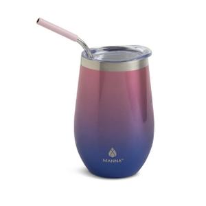Manna Double Wall Insulated Stainless Steel Stemless Wine Cup Tumbler with Splash-Proof Sliding Lid - 17 oz