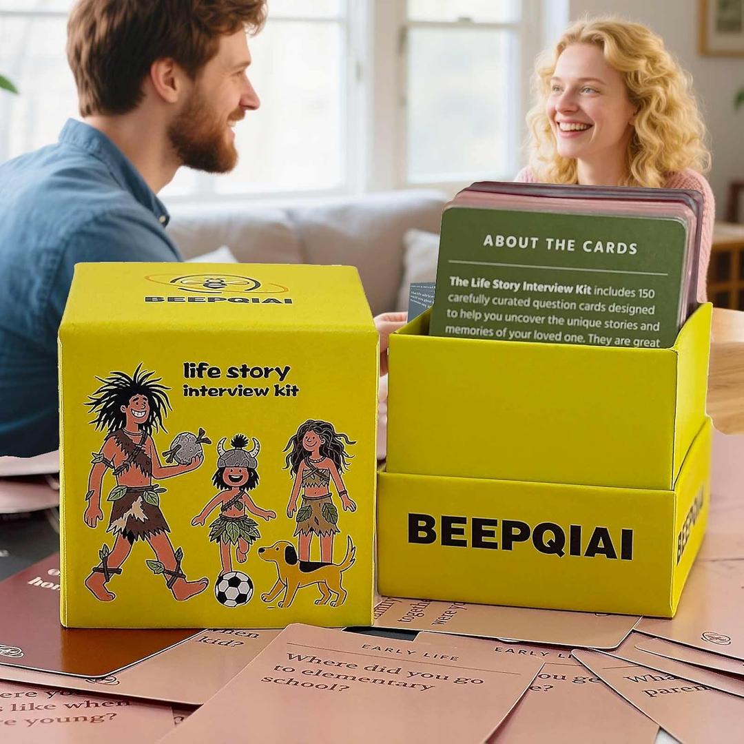 BHTPOK 150 Life Story Interview Kit Family Edition Game,Conversation Cards Perfect for Family Dinners,Game Nights,Family Games for Adults,Gifts,Holidays,and Gatherings