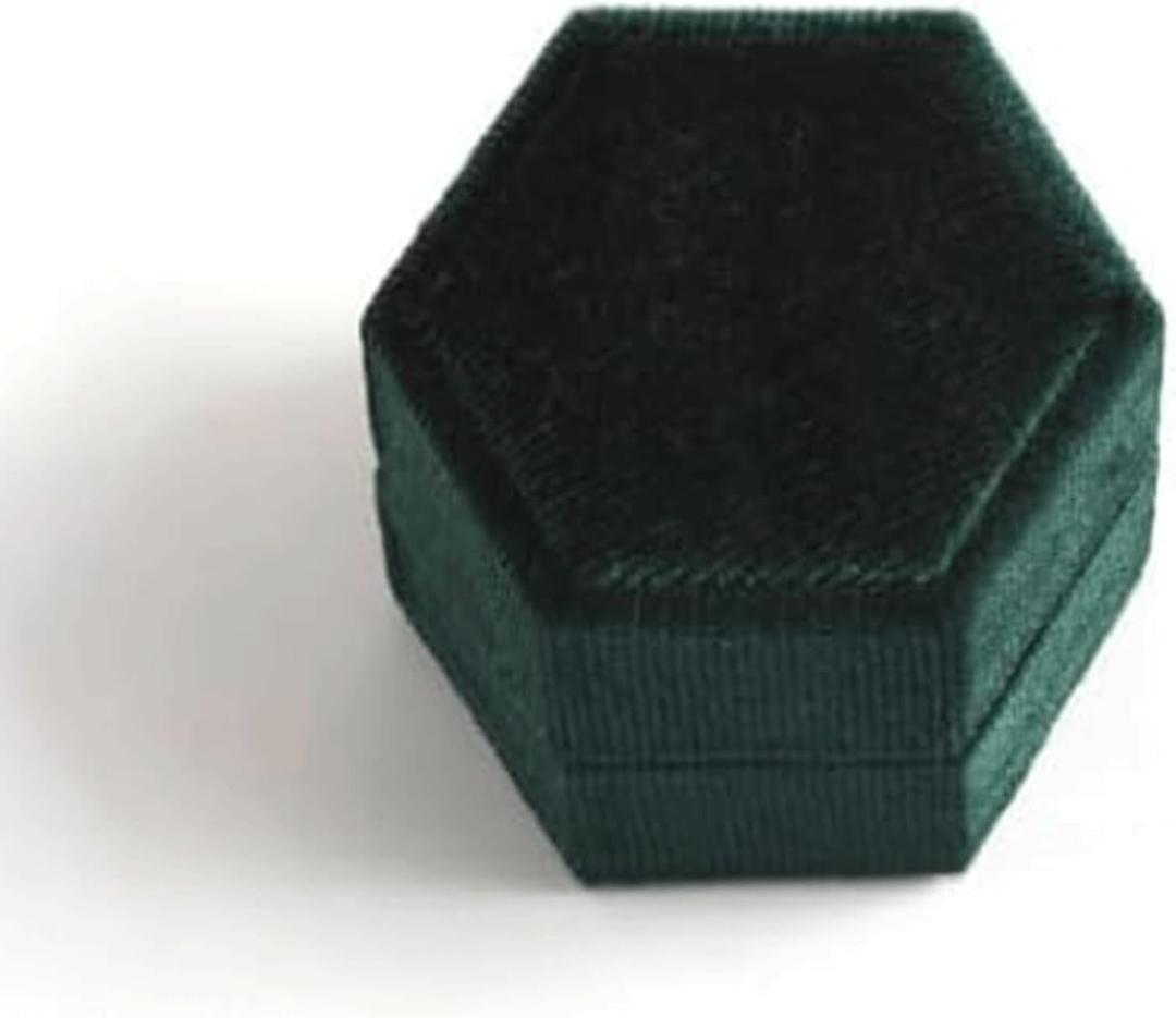 BKEKM Jewelry Box Velvet Jewelry Storage Double Slot Ring Holder Jewelry Case Display Hexagon Geometric Jewelry Box Organizer