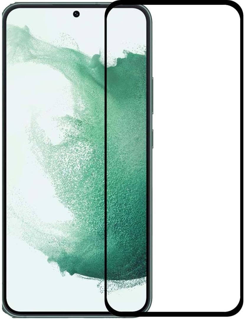 [2 Pack Tempered Glass Screen Protector Frontier Protective Protector for Samsung Galaxy S22 2022 Black with Fingerprint Sensor