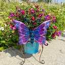 Teaeeno Butterfly Decor Flower Pot,Outdoor Flower Planters,Animal Succulent Flower Pot,Metal Flower Pots,Decorative Fun Planter for Cactus and Air Plants for Indoor/Outdoor Use,Perfect Gardening Gifts, Color Butterfly 8"lx7"wx12.2"h