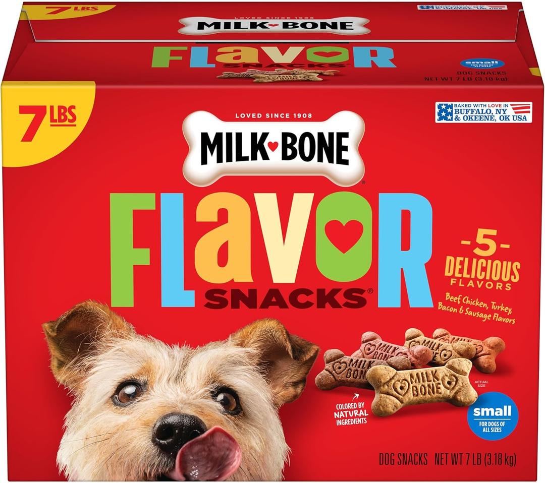Milk-Bone Flavor Snacks Small Dog Biscuits, Flavored Crunchy Dog Treats, 7 Pound Box, Best By  Oct 30 2026