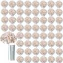 AVIVIHO 65pcs Fake Flowers Beige Hydrangea Artificial Flowers Bulk (Not Squished, No Steaming Need) Silk Flowers with Stems for Wedding Decor,Home,Baby Shower,Table Centerpieces Decoration (Medium)
