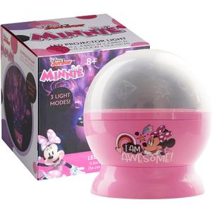 Idea Nuova Disney Minnie Mouse Rotating LED Projection Kids Lamp and Nightlight 4.88"x 4.88"x 5.5"