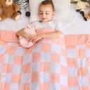 Yescool Pink Checkered Weighted Blanket 5 Pounds Plaid Weighted Throw Blanket, Heavy Blanket for Sleeping, Tartan Bed Throw Blanket Gift for 40-60 Lbs, 36"x48"